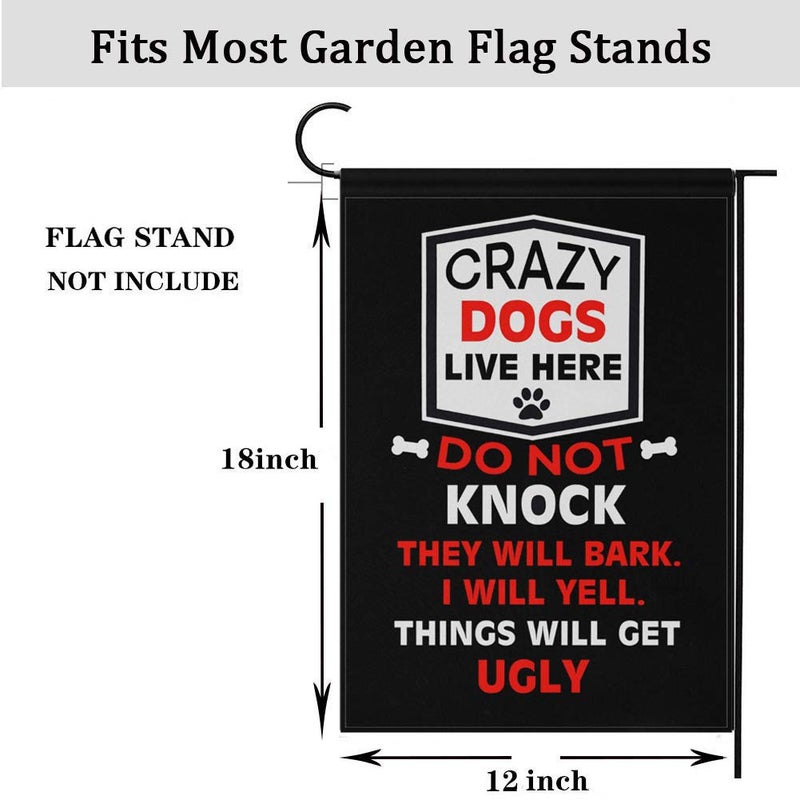 Monaco Garden Flag Crazy Dogs Live Here Welcome Garden Flags Double Sided Yard Flag Fall Garden Flag 12 x 18 Inch Dog Garden Flag - Image 2